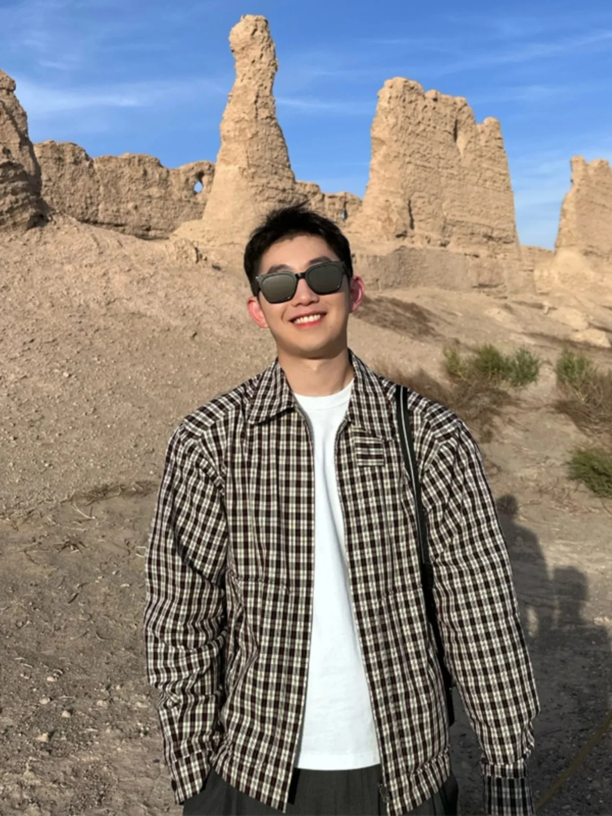 

ort Zipper Jaet Men's Spring Autumn Plaid Stand Collar American Sle Trendy Brand Youth ular Loose Fit Polyester Fiber