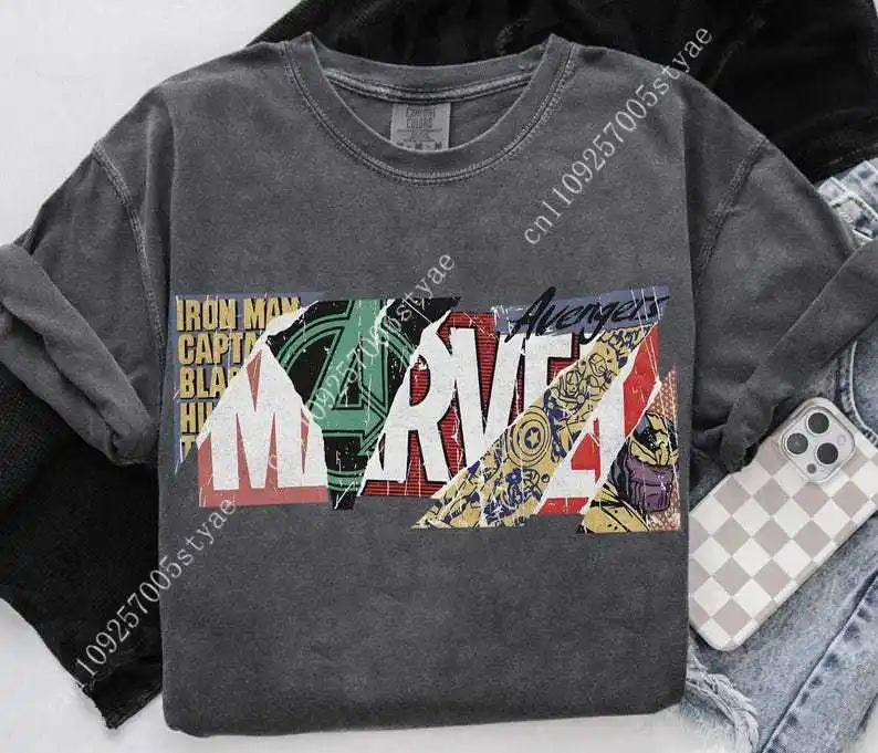 

Retro Marvel Avengers Comfort Colors T Shirt Woman Man Marvel Thanos Villains Tee Family Holiday Matching TShirt COSPLAY T-shirt
