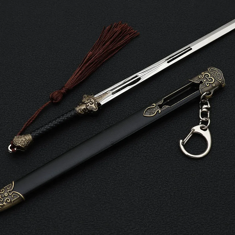 Ancient Weapon A Journey To Love Sword of Clouds Game Peripheral 22cm Metal Wuxia Samurai Sword Model Keychains Gifts Toys Boys