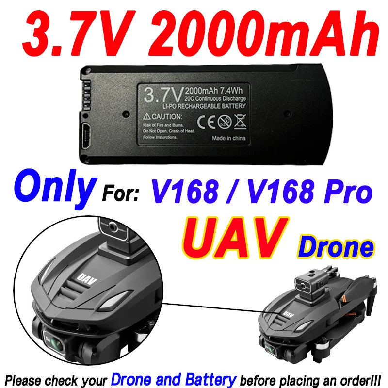 Batería Original para Dron V168, 7,4 V, 3000mAh, para V168Pro Max, GPS, 3,7 V, 2000mAh, pieza de accesorios para cuadricóptero V168Pro RC