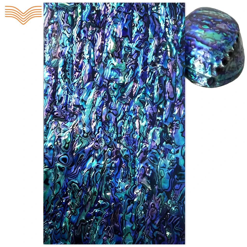 Blue Purple Paua Shell Abalone Veneer Inlay Sheet Marquise Pattern Black Primer Back Gloss Front Carving Decorative Paper for Cr