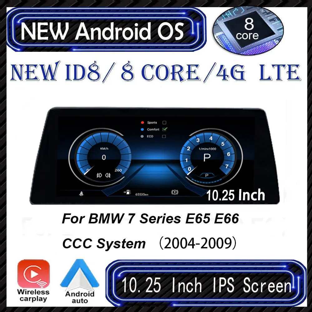 8 Core 10.25 Inch Android 14 For BMW 7 Series E65 E66 CCC System IPS Car Radio GPS Navigation Video 4G Lte Player Multimedia