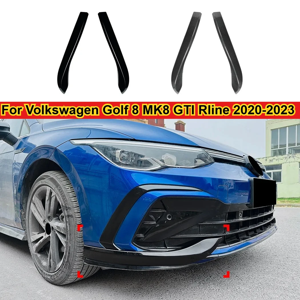 

Glossy Black Carbon Look Car Front Bumper Lip Splitter Spoiler Diffuser Tuning For Volkswagen Golf 8 MK8 GTI Rline 2020-2023