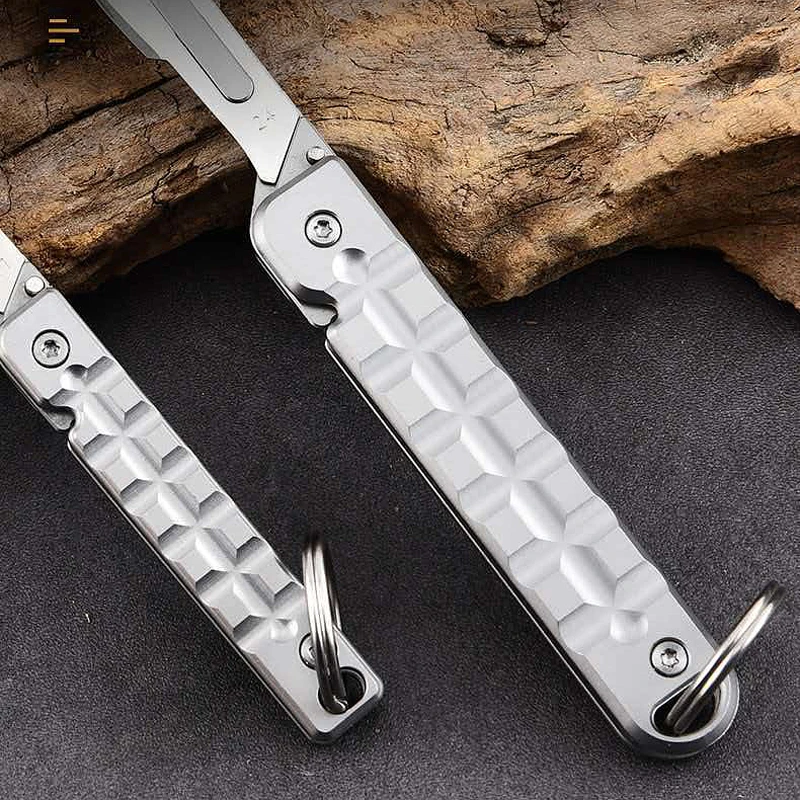 Aluminum alloy portable stainless steel folding knife keychain knife mini unpacking knife sharp fruit store outdoor knife