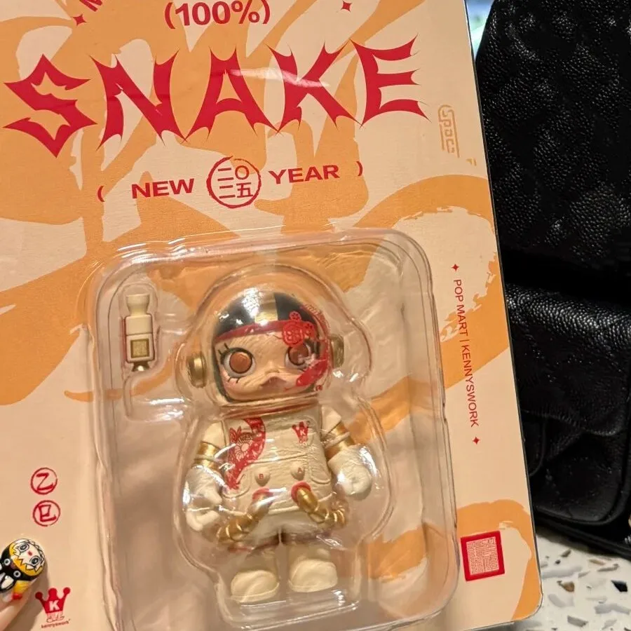 Original Mega Space Molly 100% Snake Anime Figures Happy New Year Series Model Toys Desktop Ornaments Collection Gift 2025