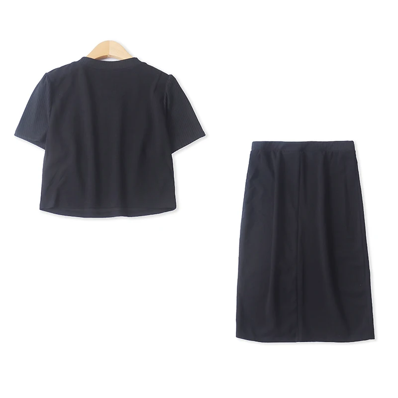 Summer New Style Mixed Bubble Sleeve T-shirt And Halter Skirt Set Women's Fashion Outfit Separate Sale Elegant Lady's Ensemble