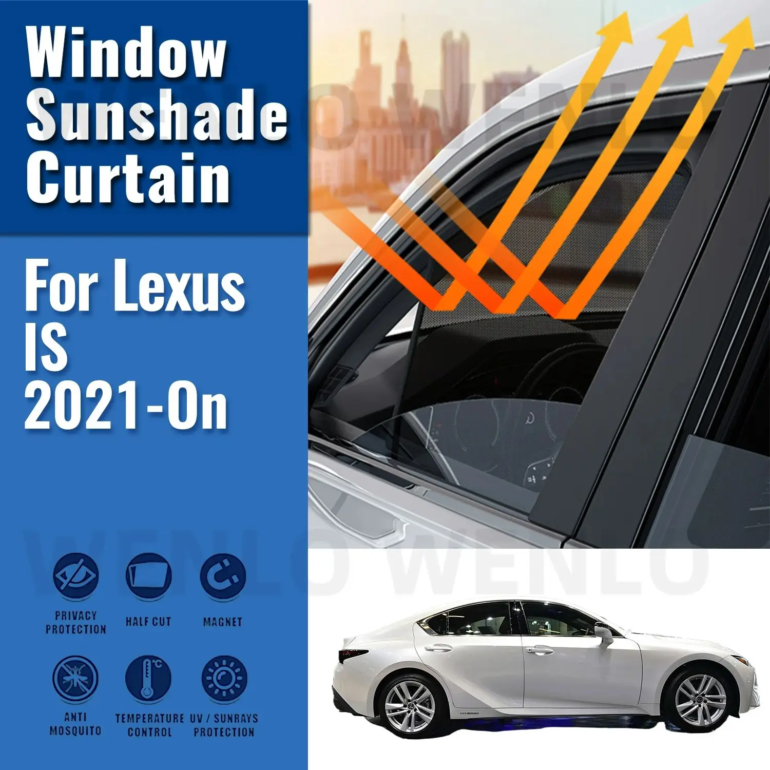 

For Lexus IS 2021 2022 2023 2024 Side Window Sun Shade Visor Magnetic Car Sunshade Front Rear Windshield Frame Curtains Shield