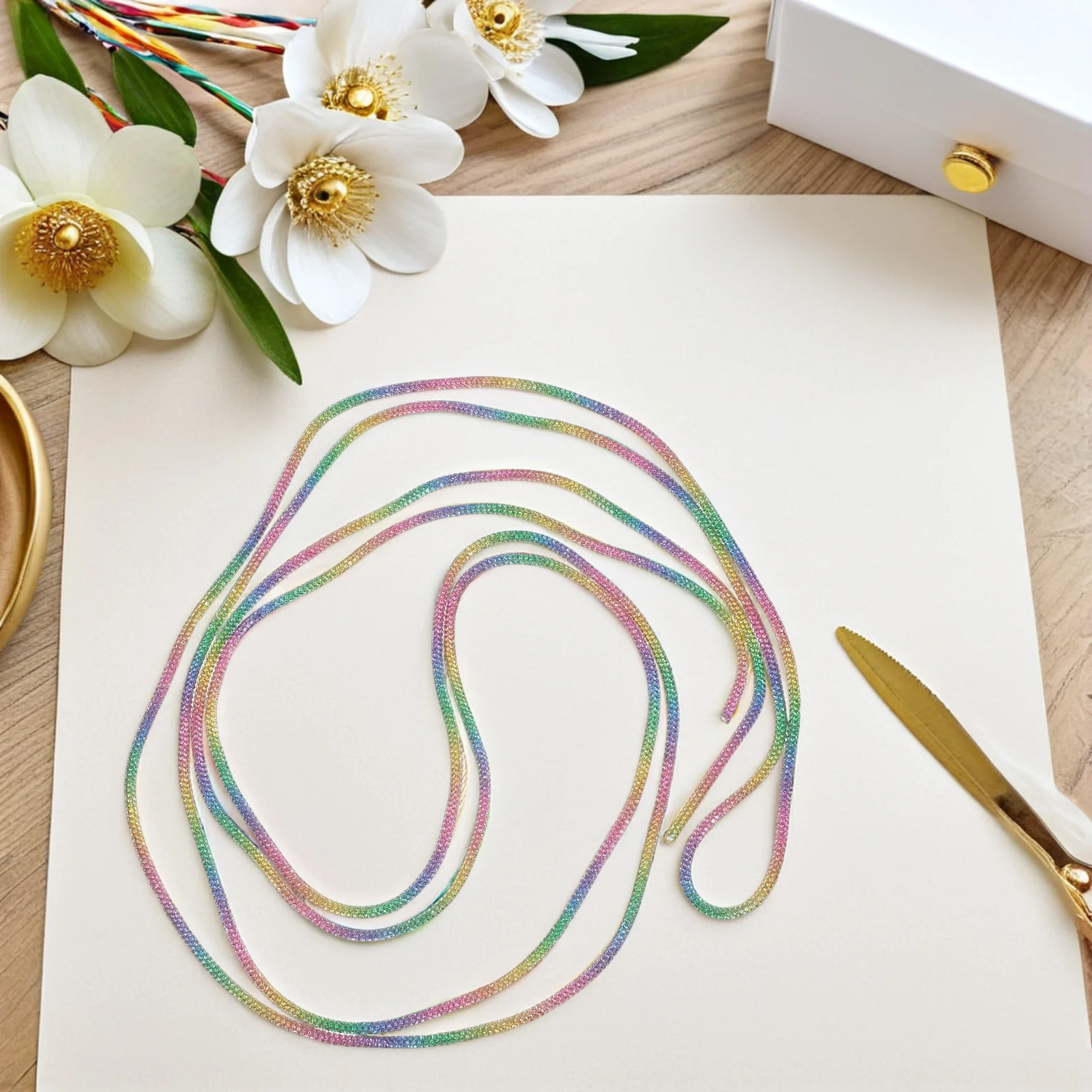 Cordão de cintura com strass, tubo de glitter macio e flexível para capuz, cordão de substituição, cadarços de sapato, decoração, cadarços de sapato com strass