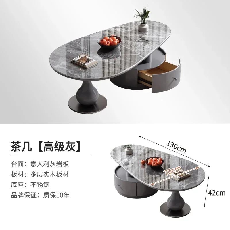 Slate coffee table living room home modern oval