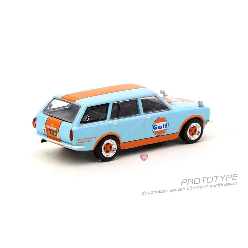 Tarmac Works 1:64 Model Car Datsun Bluebird 510 Wagon Alloy Die-Cast Vehicle - Gulf Indonesia Edition