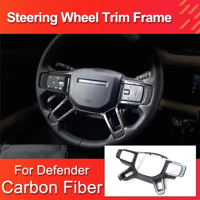 Carbon Fiber Steering Wheel Trim Frame for Land Rover Defender 90 110 2020-2026 Steering wheel decorative piece item