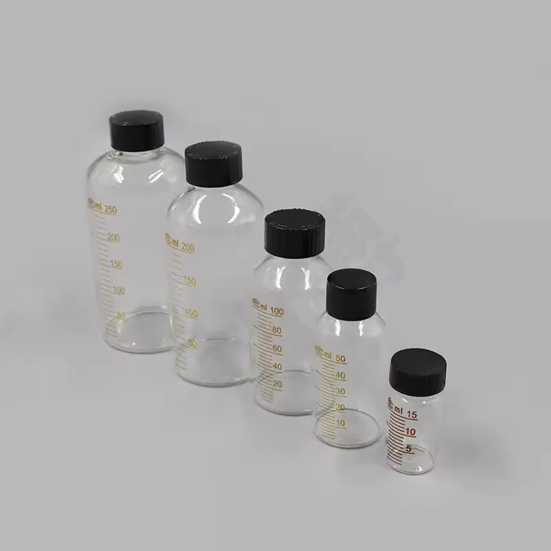 10ml/25ml/50ml/100ml/250ml 1pc/each Glass Vials glass graduated sample bottles Serum bottle Pyrex or Duran glassware