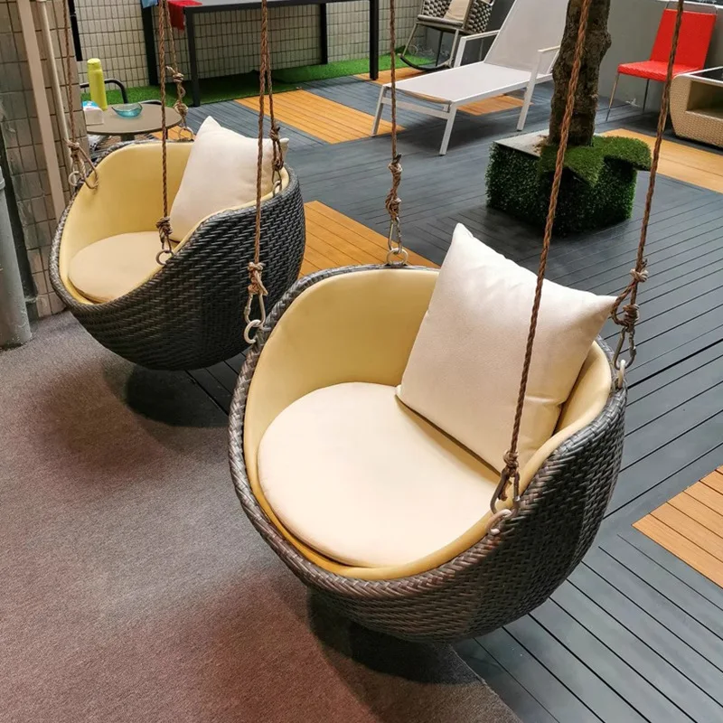 

Подвесное кресло-качалка из ротанга для дома и улицы, одноместное, для балкона, для отдыха