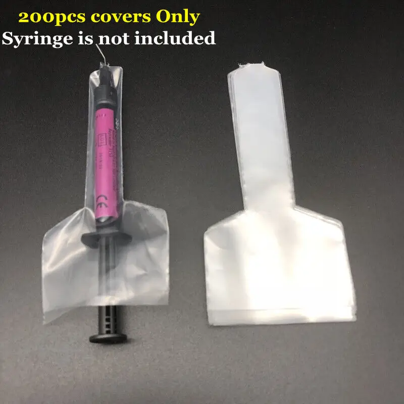 200pcs Dental Disposable Syringe resin covers sleeves plastic Sheath dentist tools