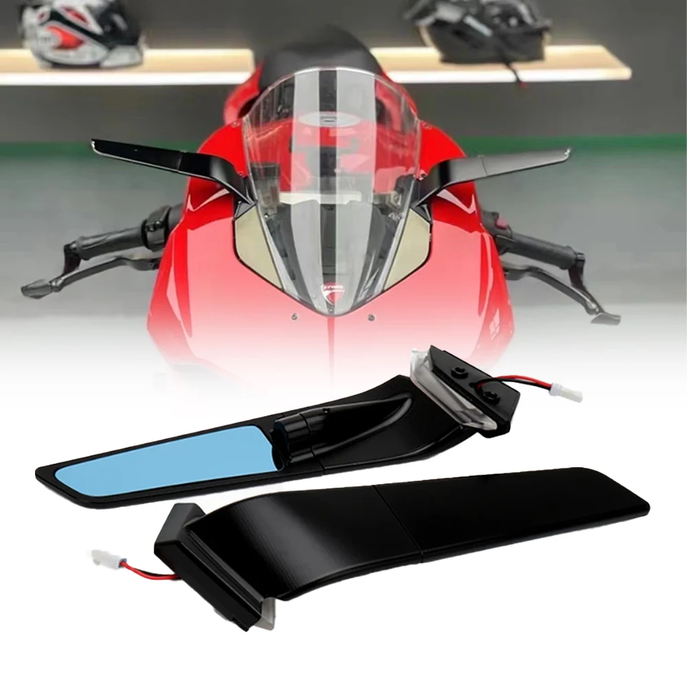 Motorcycle Mirror Modified Wind Wing Adjustable Rotating Rearview Mirror For Ducati PANIGALE V2 Panigale V4 V4S V4R LED Turn Sig