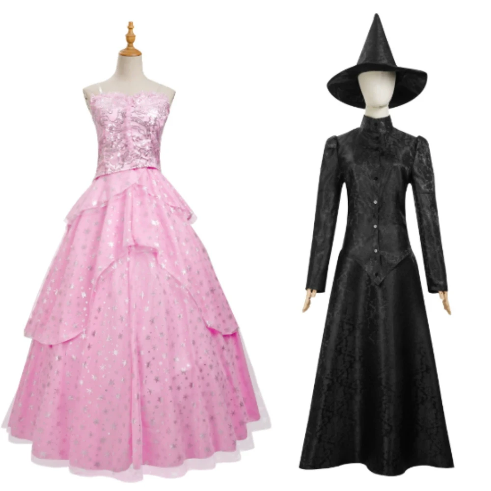 

Glinda Cosplay Costume Disguise Adult Women Pink Dress Halo Roleplay Female Dresse Fantasy Outfit Halloween Carnival Suit