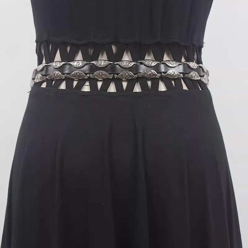 ผู้หญิงรันเวย์แฟชั่น Vintage ของแท้หนัง Cummerbunds หญิงชุดรัดตัวเข็มขัดตกแต่งเข็มขัดกว้าง R196