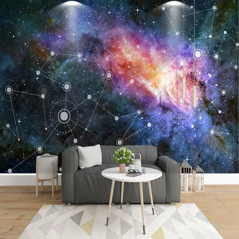 3D Creative Sky Universe Lines Wallpaper Restaurant Clubs KTV Bar Mural Wallpaper Modern Art Decor Fresco Papel Pintado De Pared