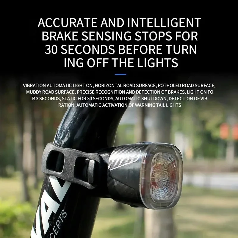 Smart Bicycle Brake Light IPx6 Taillight Type-C Bike Tail Rear Light Auto Stop LED Riding Warning Cycling Light