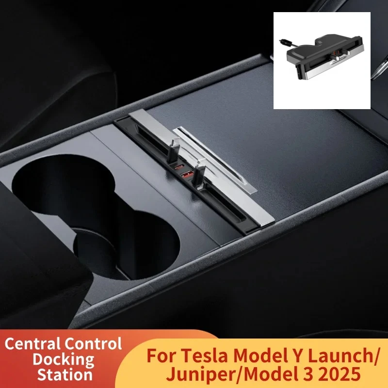 

Central Control Docking Station for Tesla Model Y Juniper 2025/Model 3 Highland 65W Multifunction 1 To 4 Fast Charging TYPE-C