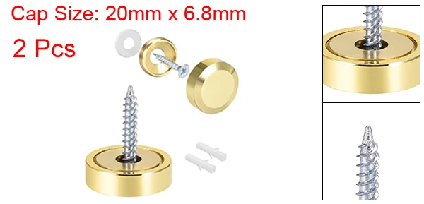 Uxcell 2/4/8 Stück 10/12/14/18/22/25mm Spiegelschrauben Dekorative Kappenabdeckung Nägel Poliertes Gold Silber – Detail 25