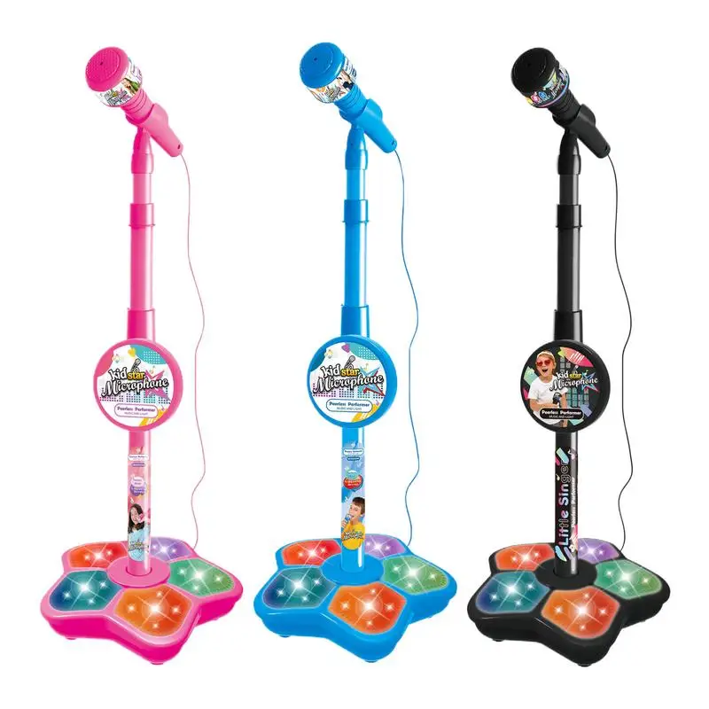 Girls Microphone With Stand Party Microphone Adjustable Stand For Fun Musical Effects Musical Instrument Educational kid Toys