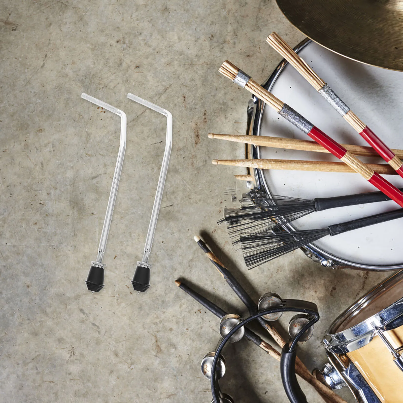 

2 Pcs Drum Leg Accessories Adjustable Legs Bass Feet Kit Holder Stainless Steel