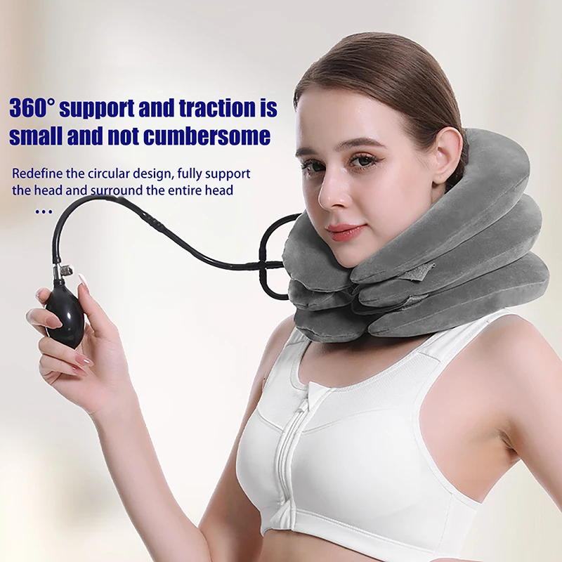 1PC Inflatable Air Cervical Neck Traction Brace Comfortable Neck Stretcher for Home Office Neck Massage Relief & Decompression
