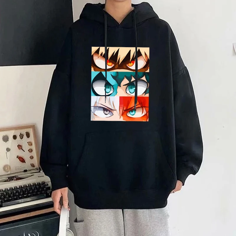 New Fashion Women Men Casual Tops Funny Anime Deku Bakugou Katsuki Todoroki Shoto Printed Long Sleeve Solid Color Loose Tops