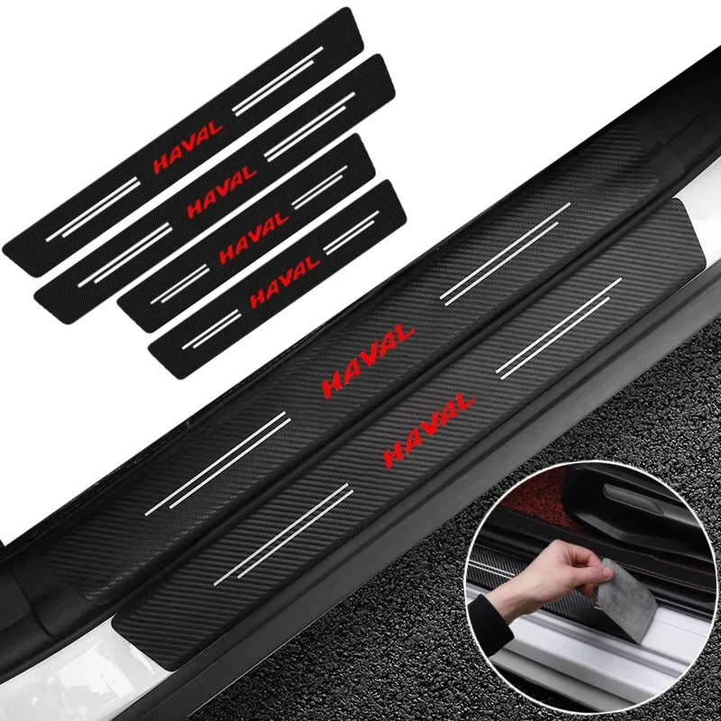 Carbon Fiber Car Door Sill Strip Anti-Scratch Protective Edge Guard For Haval Jolion H6 M6 Dargo Raptor F7 H7 H9 F5 H8 H4