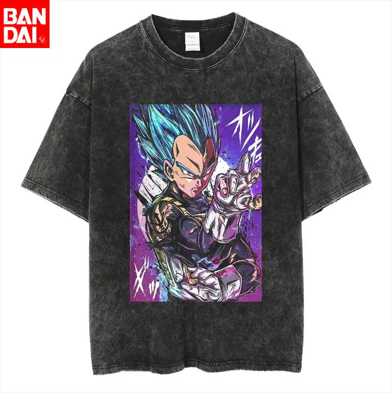 

Футболка Dragon Ball Super Vegeta Super Saiyan Blue в винтажном стиле с эффектом потертости, летняя, оверсайз, уличная одежда, с графическим принтом, для мужчин и женщин, коллекция 2026 года