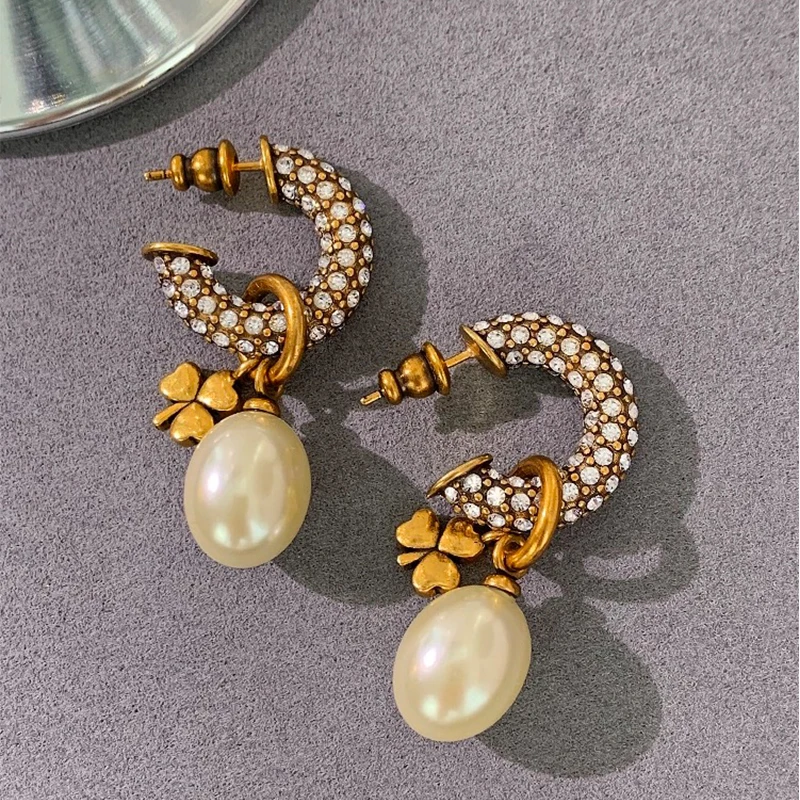 

Designer vintage pearl Earrings, detachable women's Earrings, charming and luxurious jewelry party, socialite style