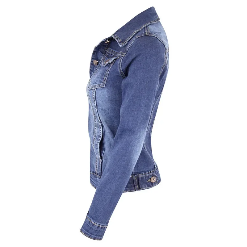 Plus Size Short Denim Jackets Women autumn Wash Long Sleeve Vintage Casual Jean Jacket Bomber Denim Coat ladies jacket outerwear