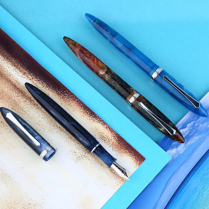 PENBBS 480 Fountain Pe Blade F /Circle grinding M Nib Pen Large Capacity Transparent Acrylic Business Writing Office Stationery