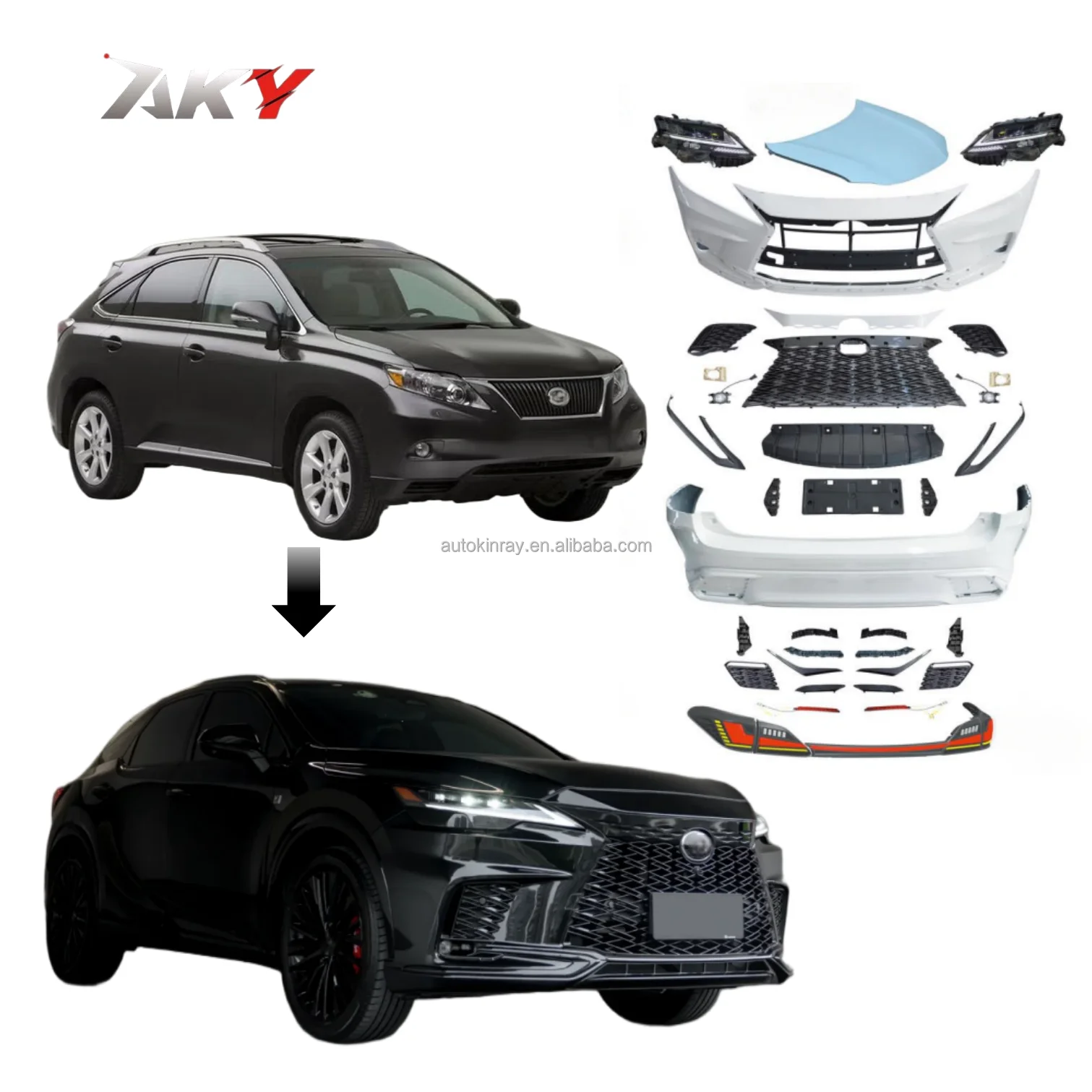 

Modification Body Kits for Lexus RX270 RX350 2009-2015 Upgrade to RX500 2025 New Design Car Bumpers LED Headlight Taillight Auto