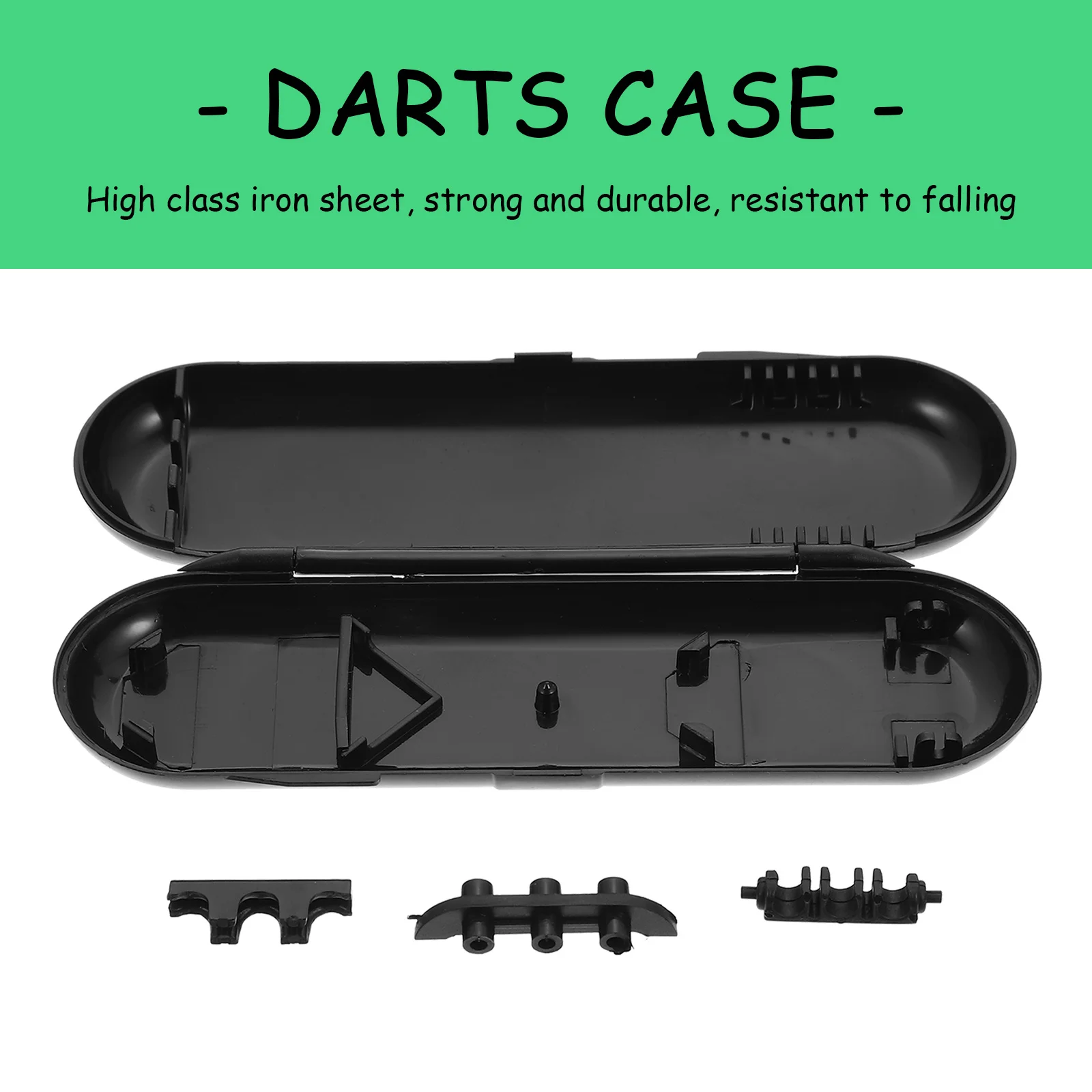 

Oval Dart Storage Box Black Portable Case Plastic Organizer for Steel Tips Wear-Resistant Game Container Travel