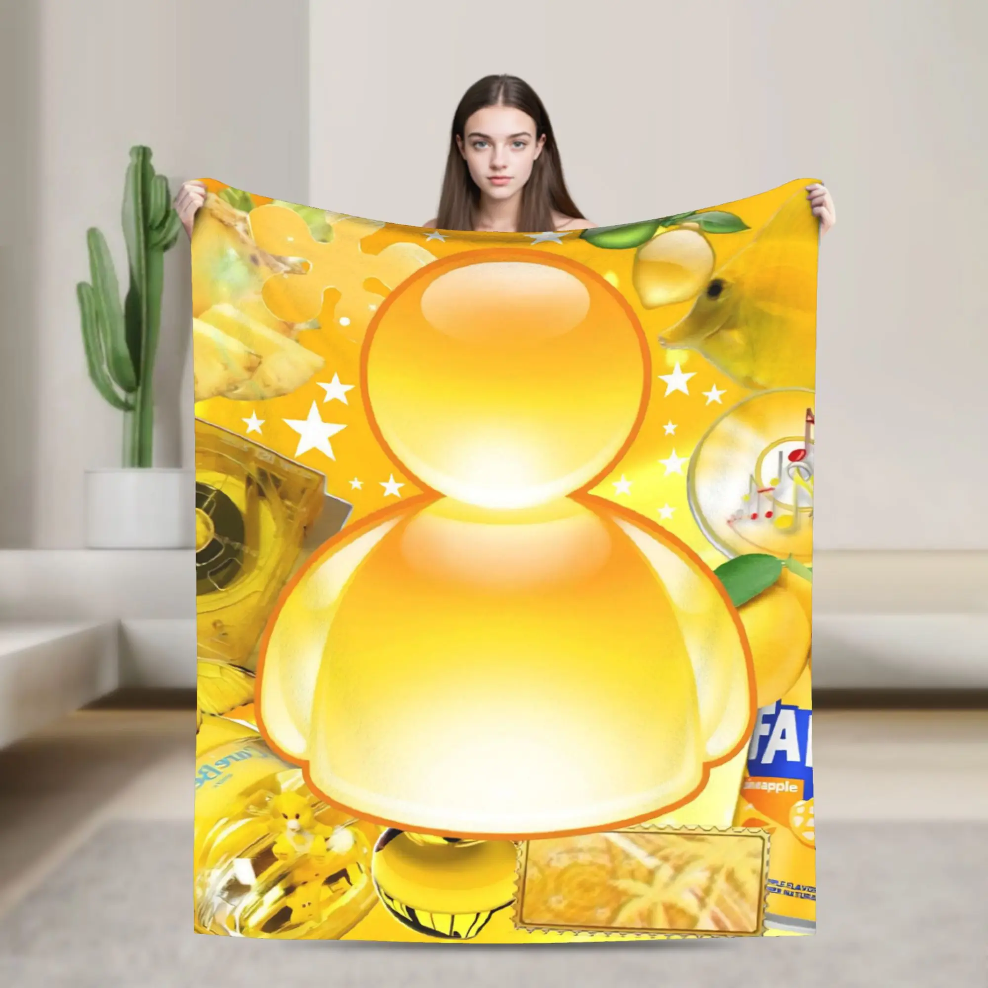 Yellow Frutiger Aero Person Blanket Flannel Decoration   Multifunction Super Soft Throw Blanket for Home Bedroom Bedspreads