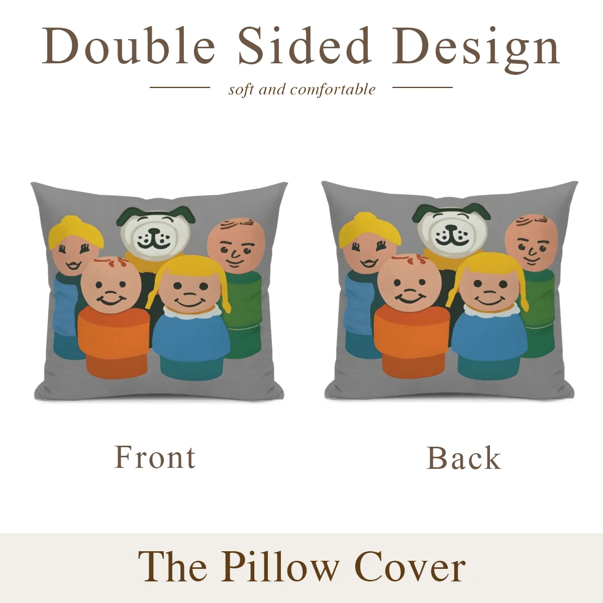Little Round People Cool Double Sided Print Multi-Size Pattern Pillow Cover Holiday Home Decor