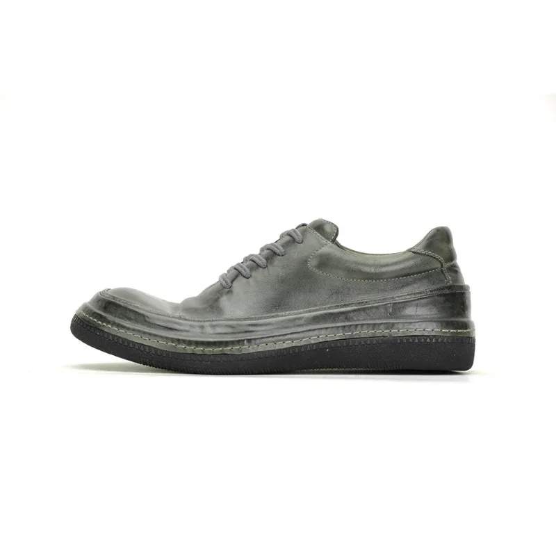 

Lace-up Hand-washed Horsehide Casual Sneakers Thick-soled Height-increasing Fashion Men Shoes