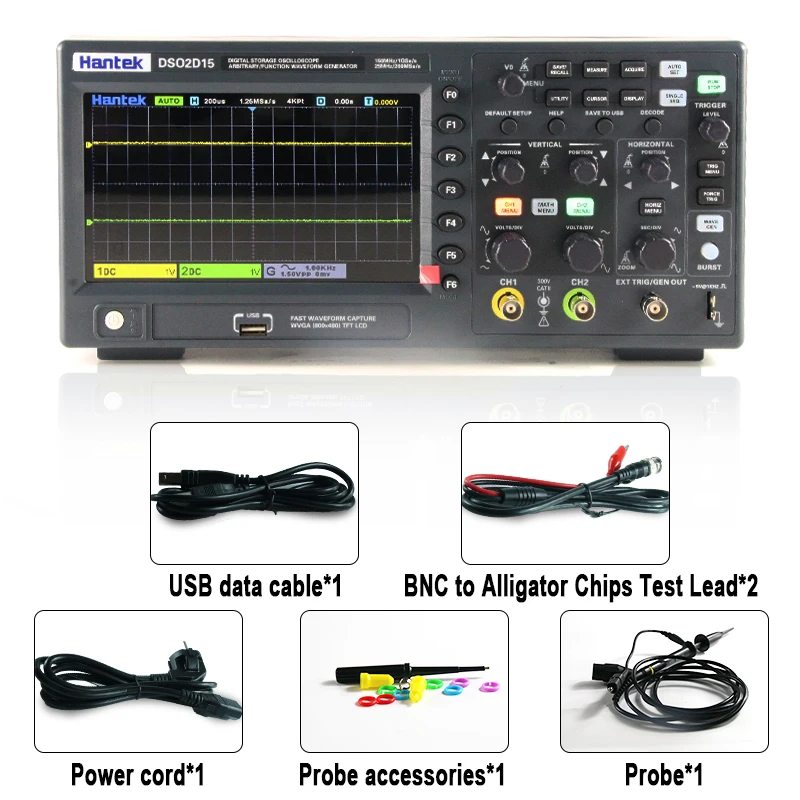 Hantek Signal Generation Oscilloscope DSO2C10 2C15 2D10 2D15 Dual-Channel Digital Storage Oscilloscope 100M 150M 1GS/s