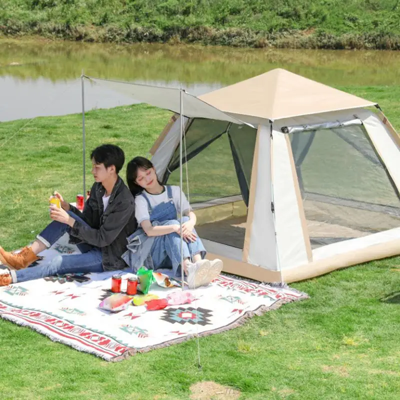 Outdoor 4-6 Person Tent Sunproof Rainproof Waterproof Fully Automatic Camping Tent Quick Open Portable throwing Tent