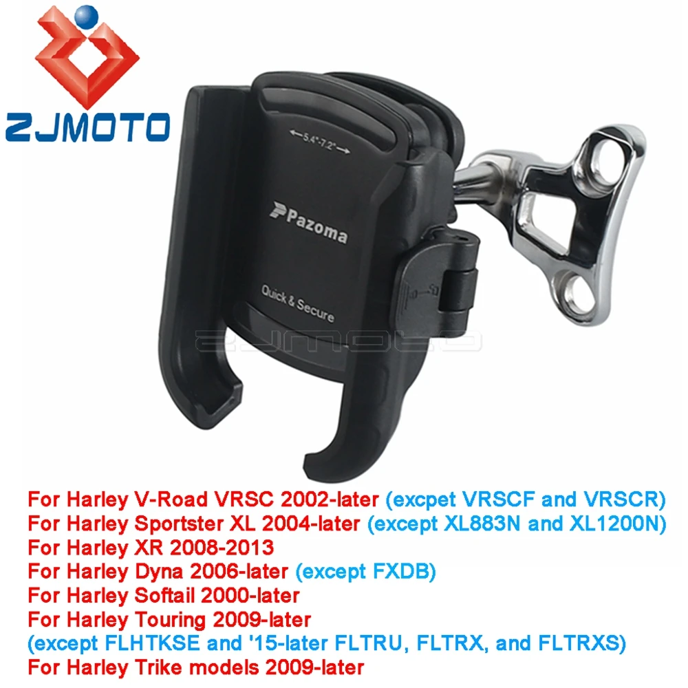 360 °   Penyangga Ponsel dengan Peredam Guncangan untuk Setang Harley VRSC Sportster Dyna Softail Touring 2000 ke atas XR 750 1000 1200 08-13