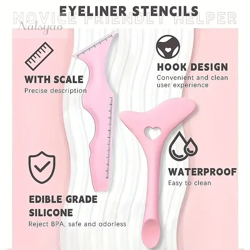 CNKESS 2Pcs Silicone Eye Makeup Ruler Set Multifunctional Eyeshadow Highlight Lipstick Eyeliner Aid Beauty
