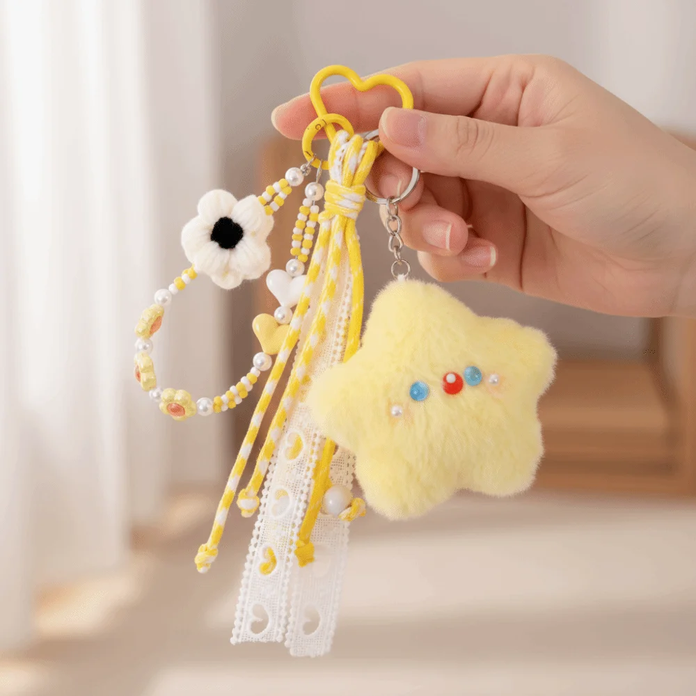 

Creative Bead Chain Star Keychain Kawaii Soft Star Pendant Stuffed Cartoon Bear Pendant Birthday Gifts