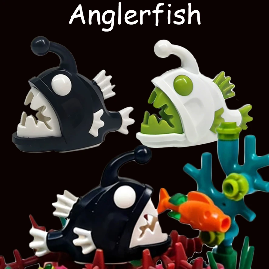 

MOC Anglerfish Building Blocks Ocean Midnight Zone Fish Animals Accessories Bricks Toys