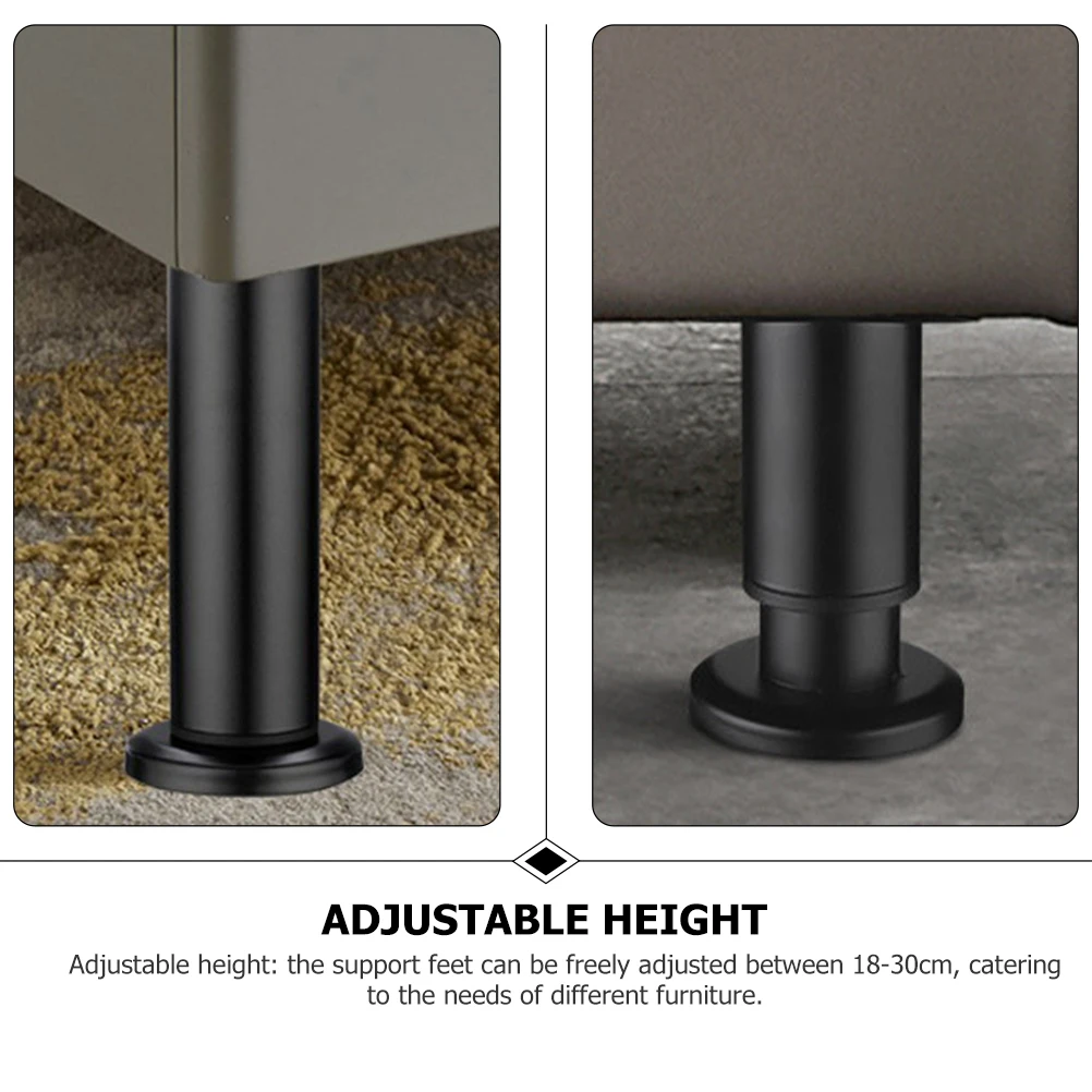 

2pcs Adjustable Furniture Legs Support Feet Metal 18-30cm Height Extendable Stable for Sofa Couch Bed Cabinet Office Home Use