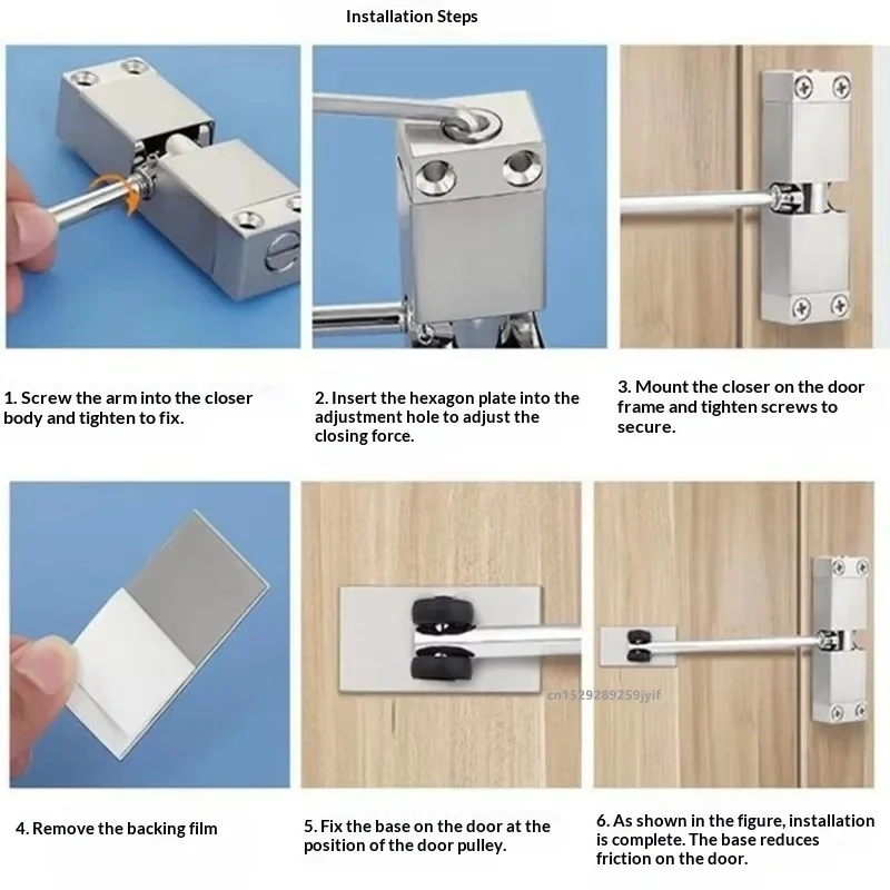 Cierrapuertas automático de metal ajustable, silencioso y duradero - imagen 4