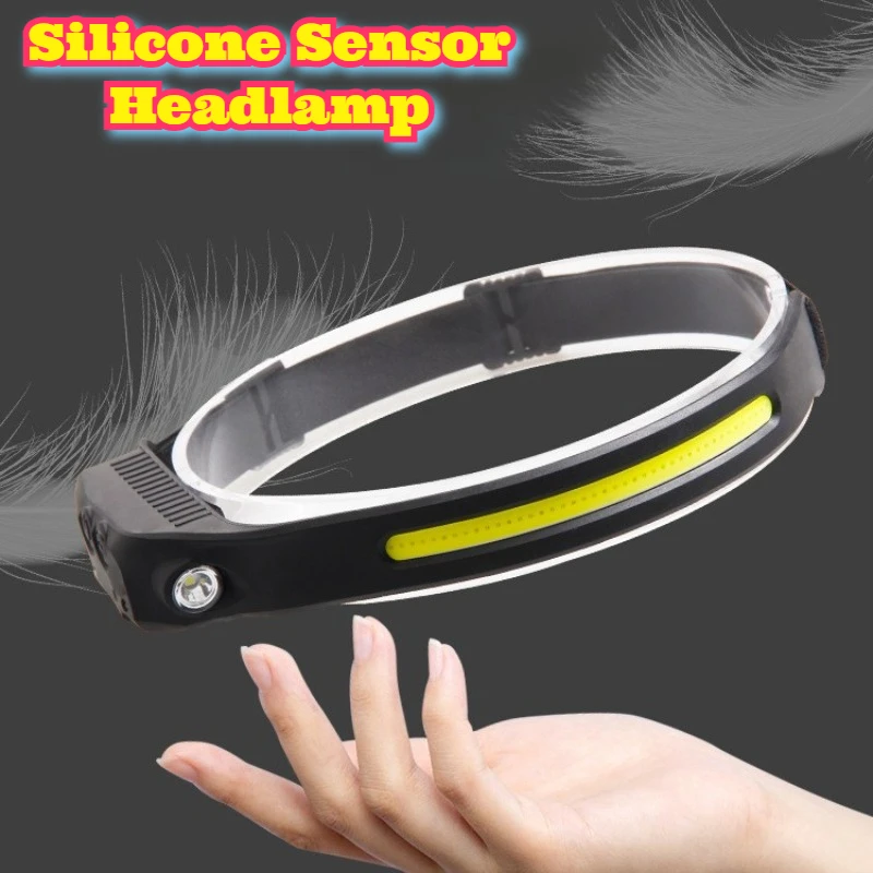 جديد سيليكون الاستشعار كشافات قابلة للشحن LED أحمر أبيض أصفر ضوء في الهواء الطلق تشغيل الصيد ليلة الرياضة المصباح حر اليدين