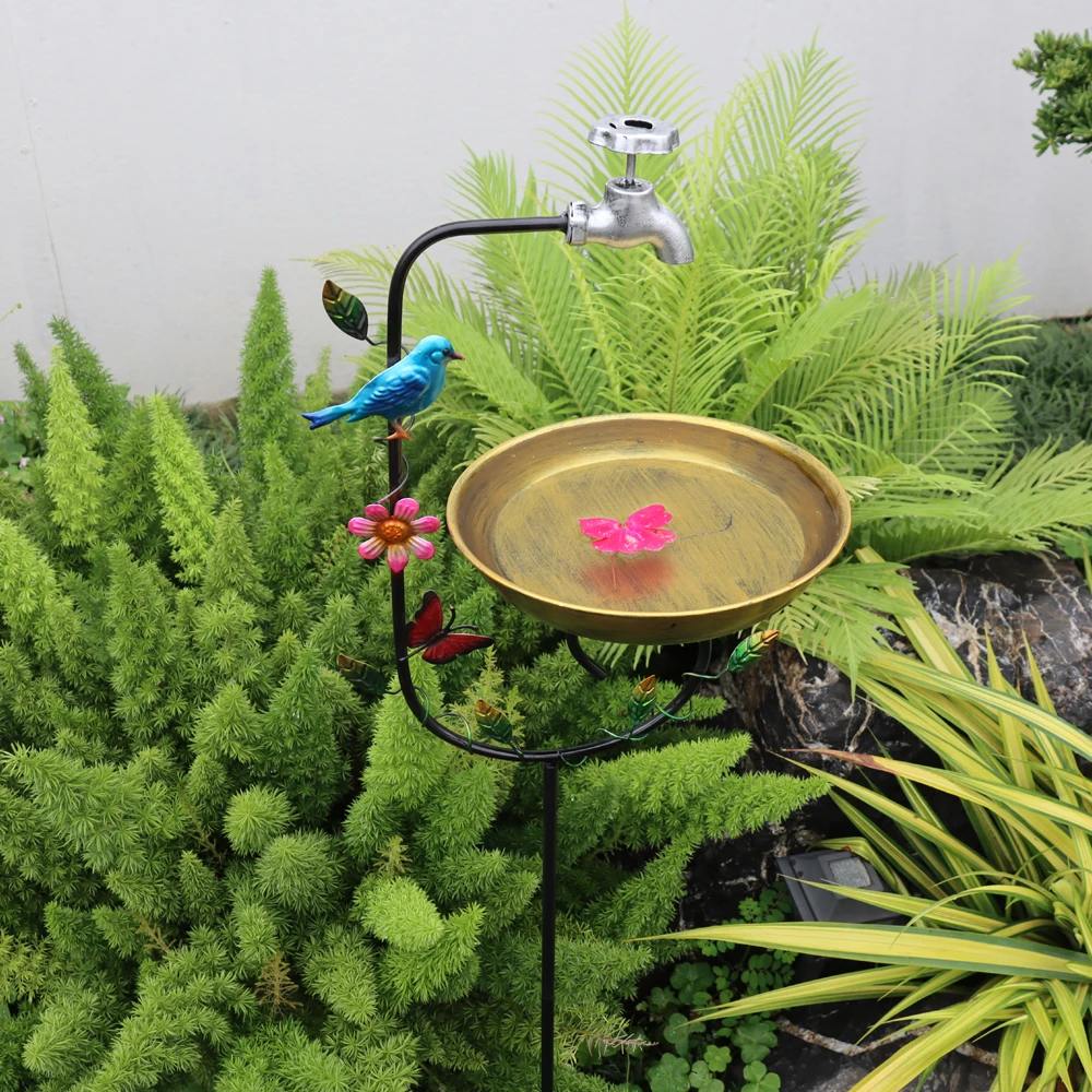 Colorful Faucet-Style 2-in-1 Bird Feeder & Bird Bath, Outdoor Yard Garden Decor