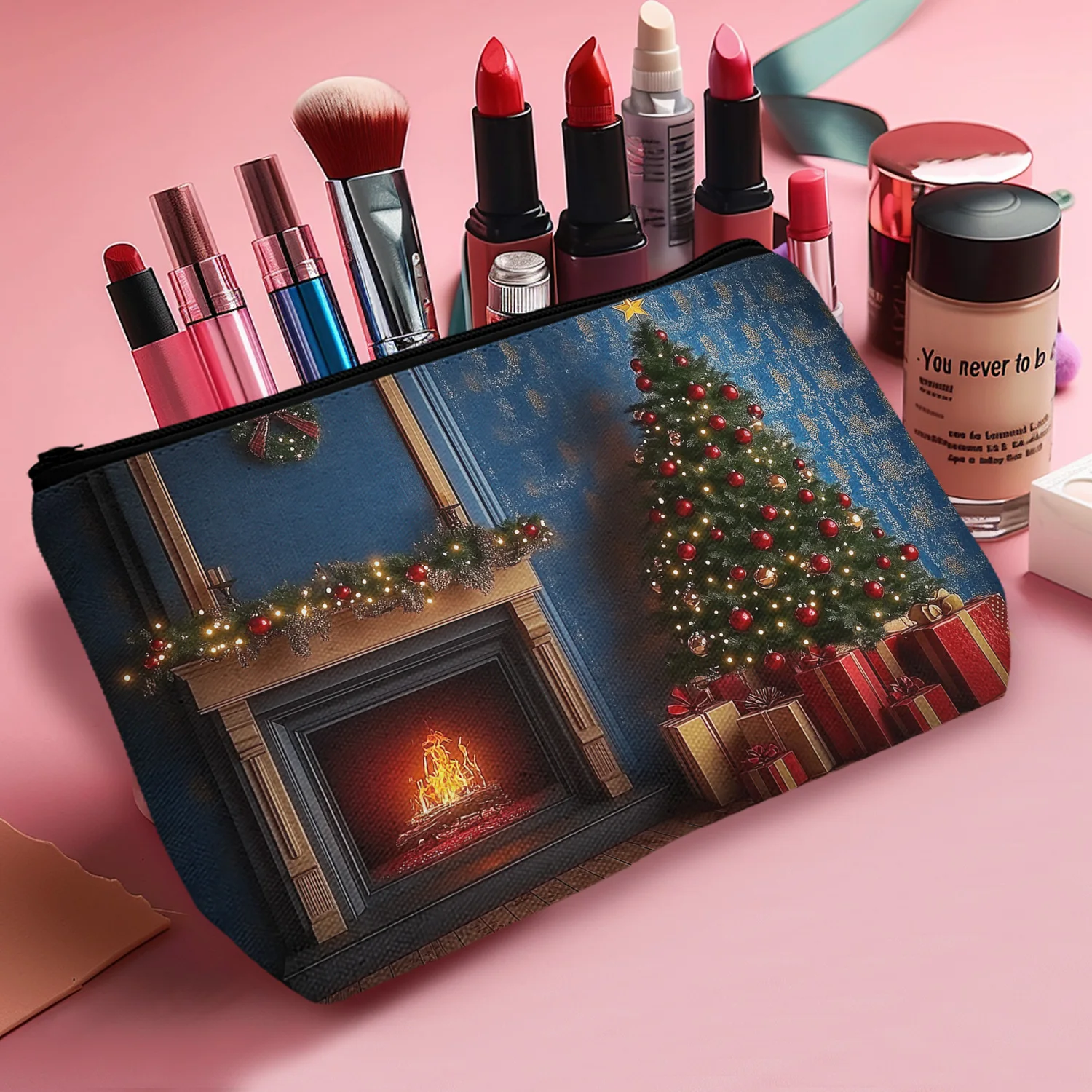 1Pc Grand Christmas Tree Cosmetic Bag Durable And Stylish Zipper Portable Women'S Cosmetic Bag Suitable For Giving To Friends